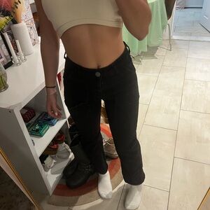 Black High-Waisted Straight Cargo Pants